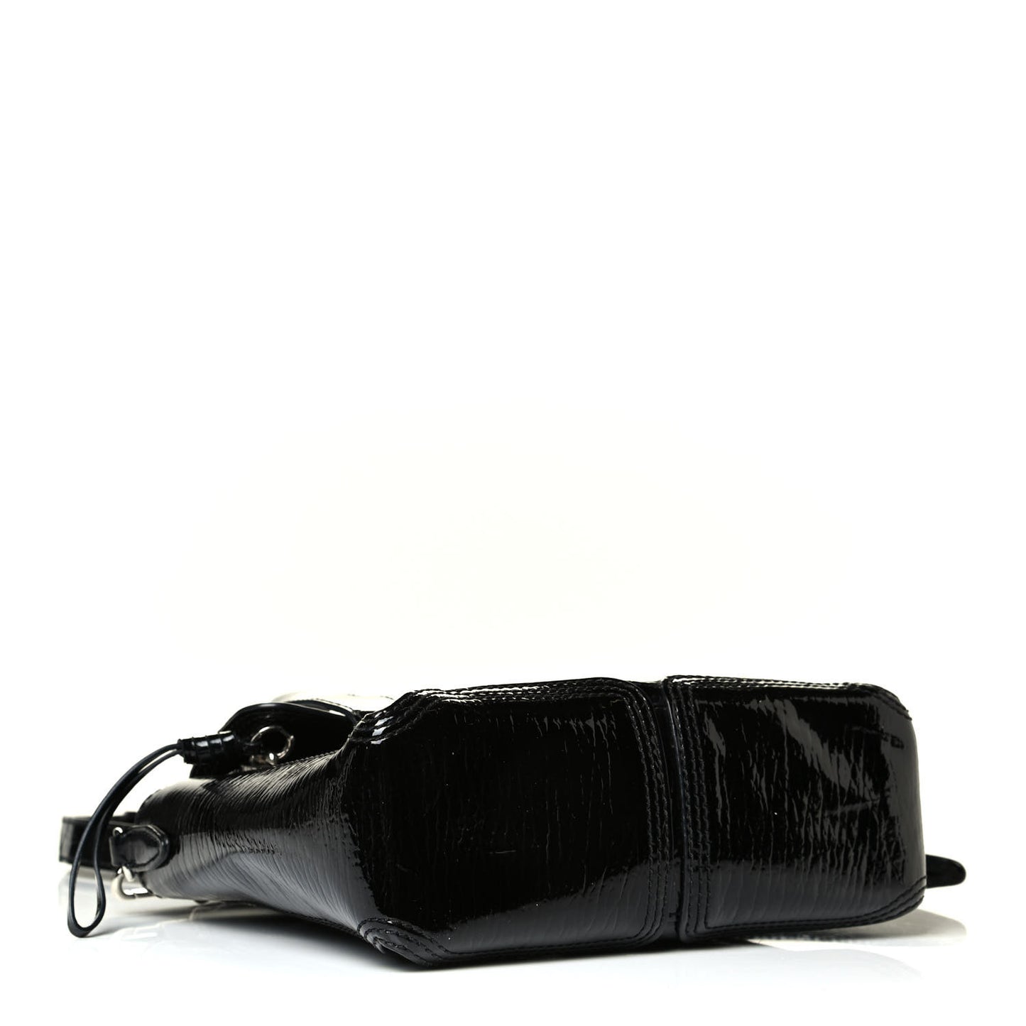 Textured Patent Mini Pashli Satchel Black