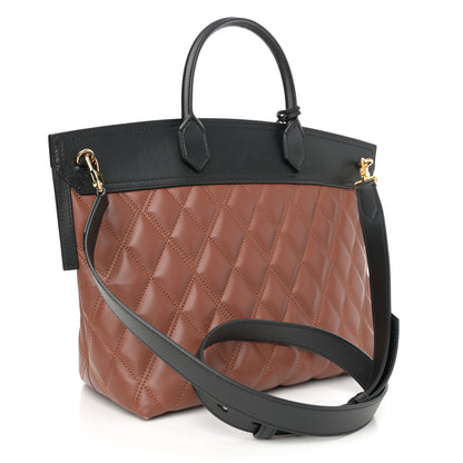 Burberry Calfskin Quilted Small Society Tote Brown Black 3 of 11