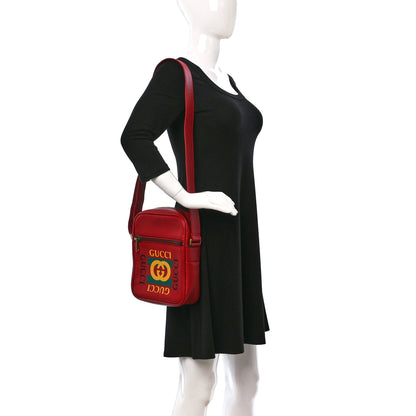 Gucci Grained Calfskin Logo Messenger Bag Hibiscus Red 2 of 9