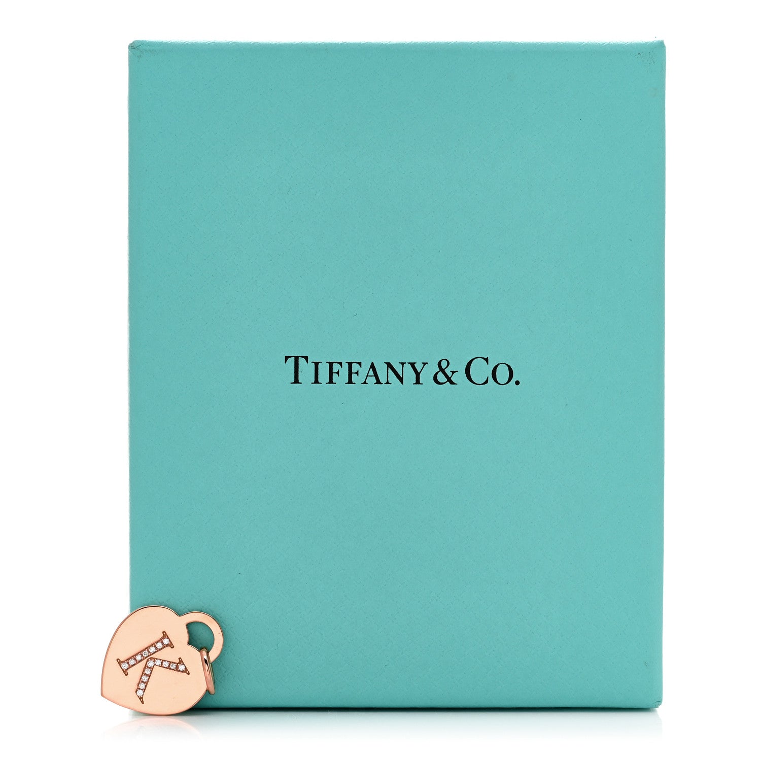 Tiffany 18K Rose Gold Diamond Tiffany Letter K Heart Tag Charm 5 of 5