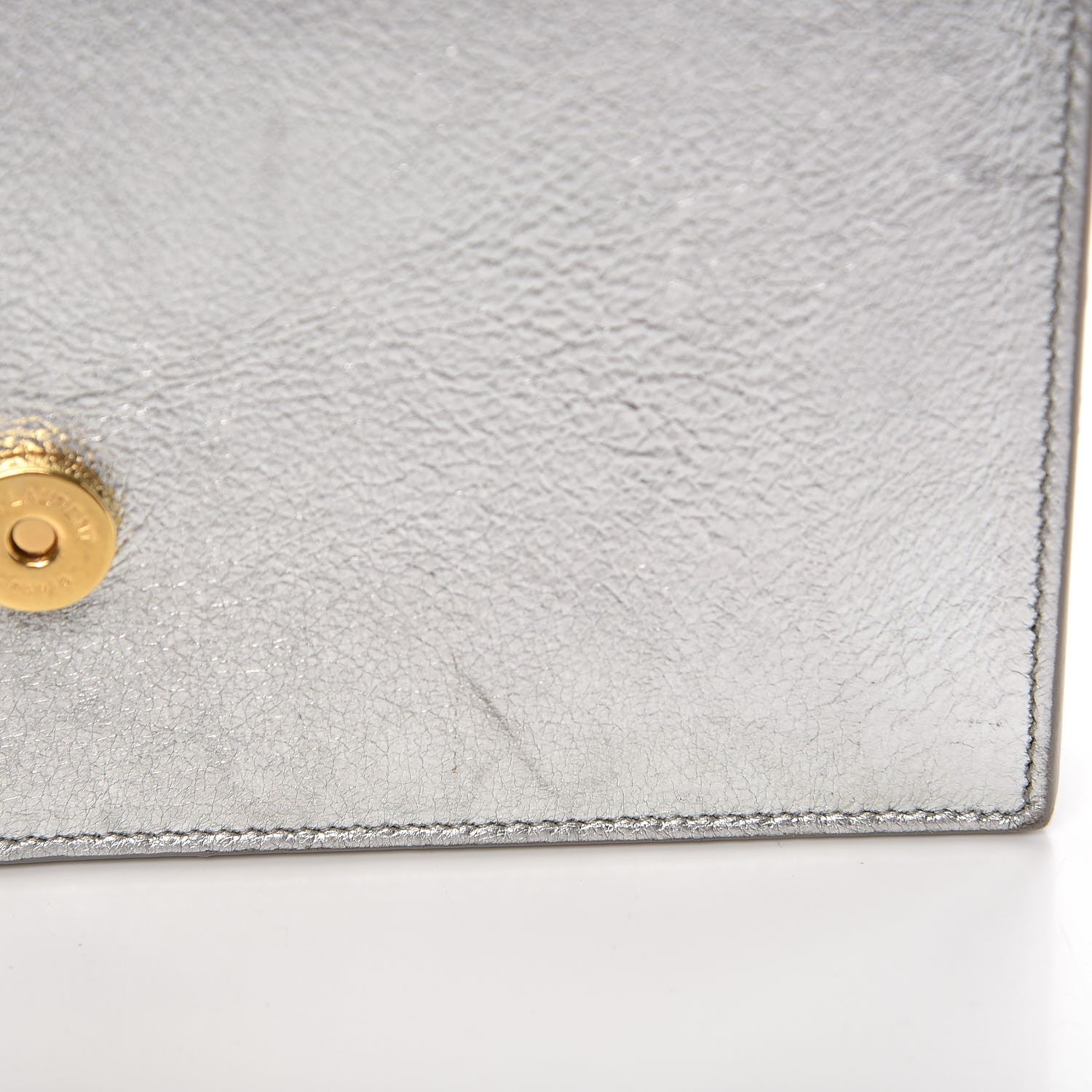 Saint Laurent Metallic Calfskin Kate Monogram Tassel Chain Wallet Silver 8 of 11