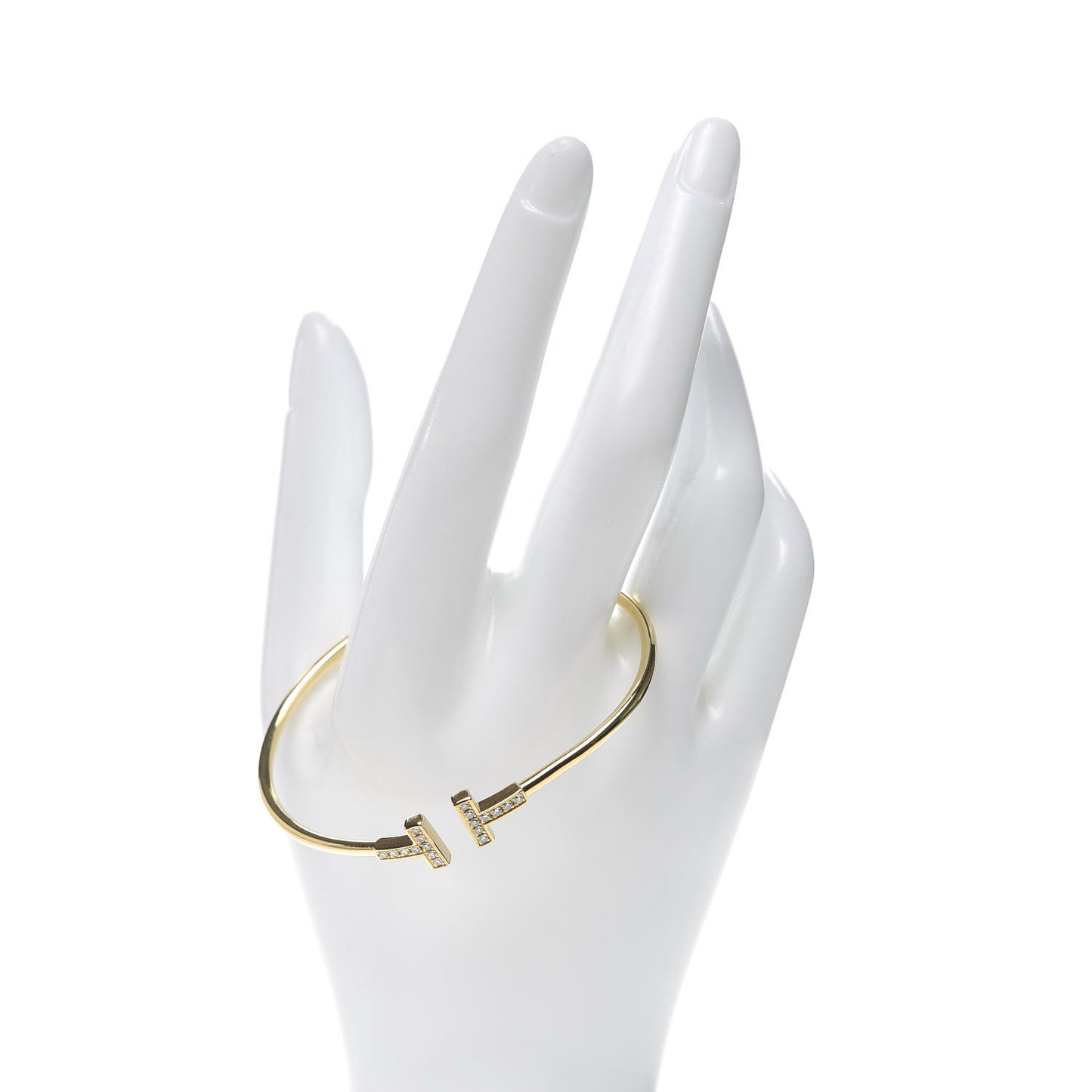 18K Yellow Gold Diamond T Wire Bracelet