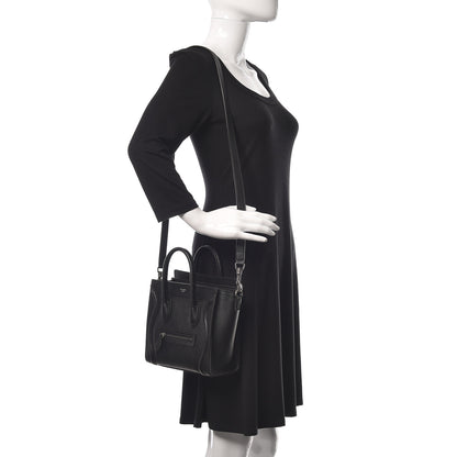 Celine Drummed Calfskin Nano Luggage Black 2 of 9
