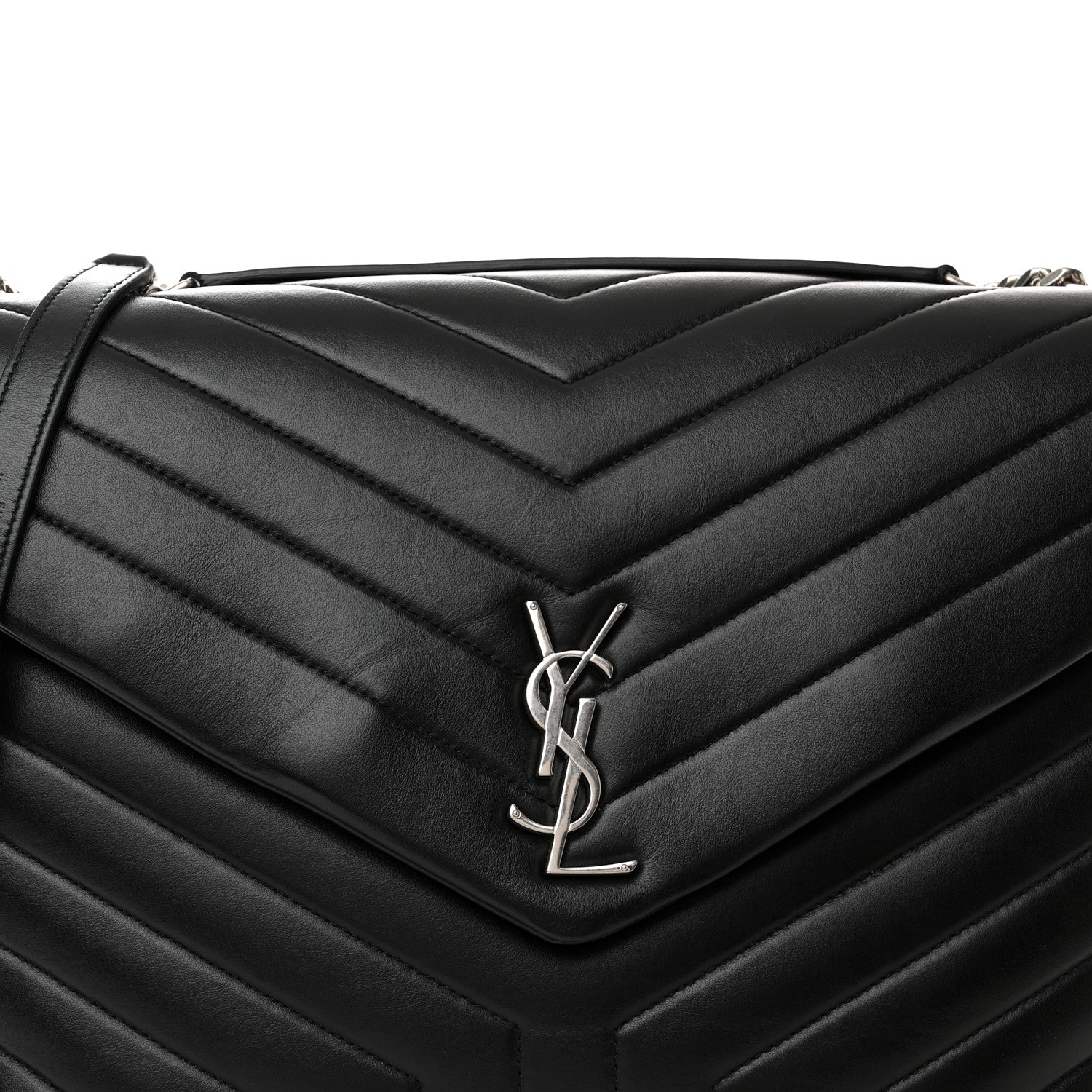 Saint Laurent Calfskin Y Quilted Monogram Large Loulou Chain Satchel Black 7 of 10