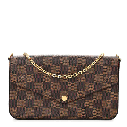 Louis Vuitton Damier Ebene Pochette Felicie Chain Wallet 1 of 10