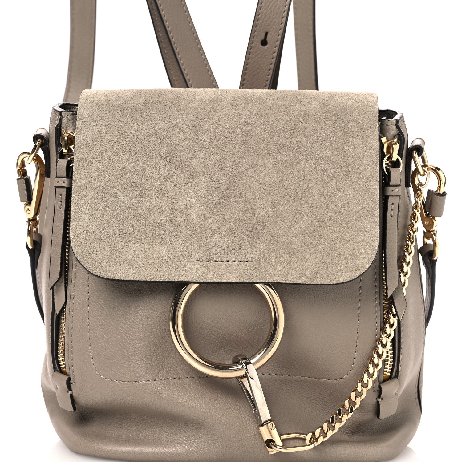Chloe Suede Calfskin Medium Faye Backpack Motty Grey 7 of 9