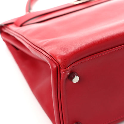 Hermes Tadelakt Kelly Retourne 32 Rouge Vif 10 of 15