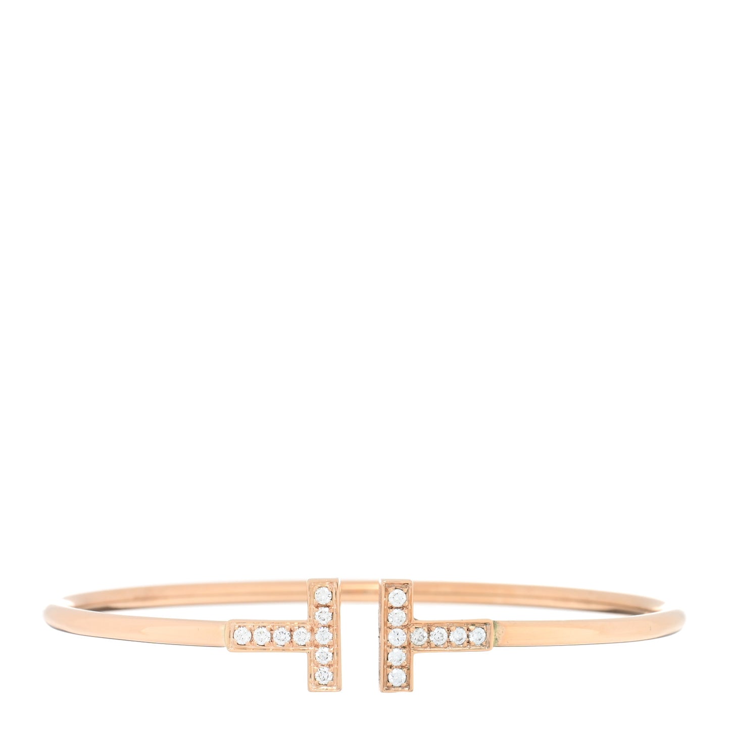 18K Rose Gold Diamond T Wire Bracelet