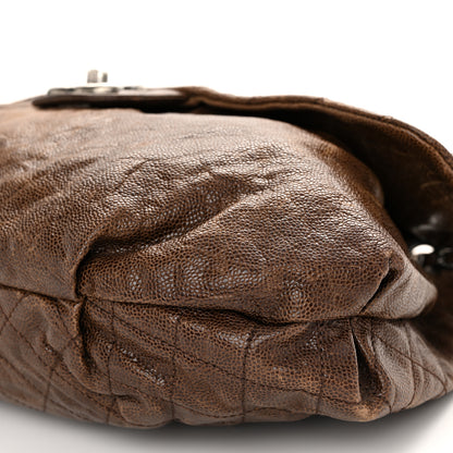 Chanel Crumpled Caviar Quilted Maxi Elastic Flap Brown 10 of 10