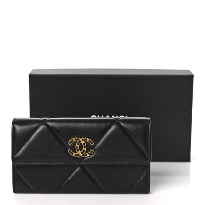 Chanel Lambskin Quilted Chanel 19 Flap Wallet Black 12 of 12
