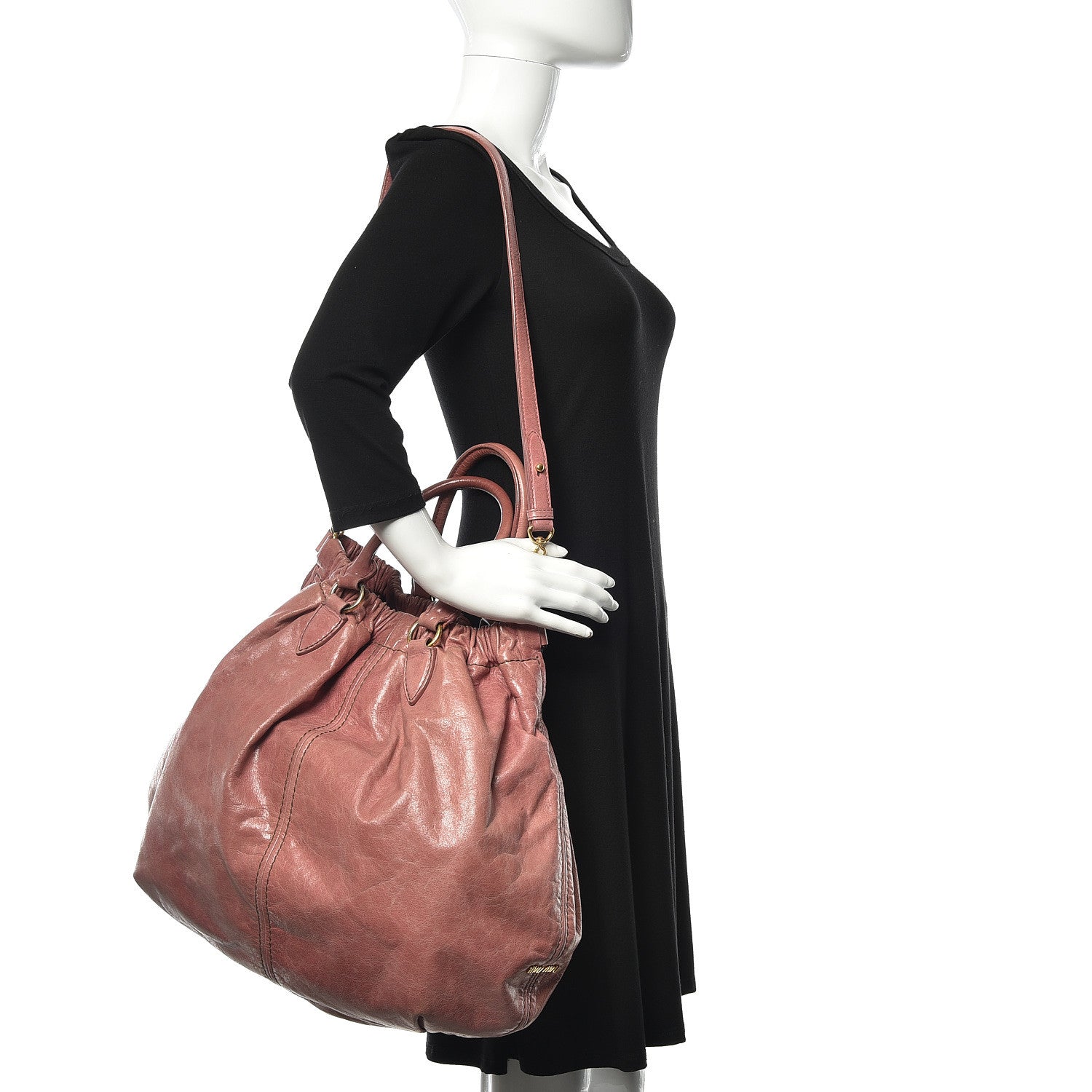 Miu Miu Vitello Shine Shopping Tote Loto 2 of 12