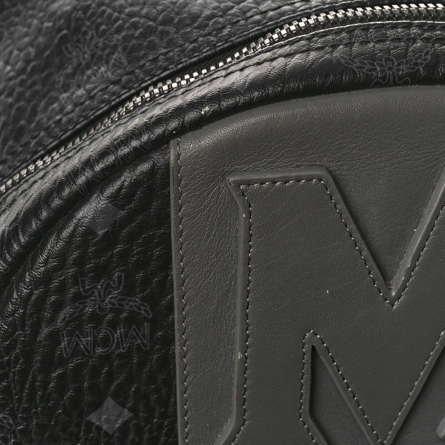 MCM Visetos Medium Stark Logo Stripe Backpack Black 11 of 13