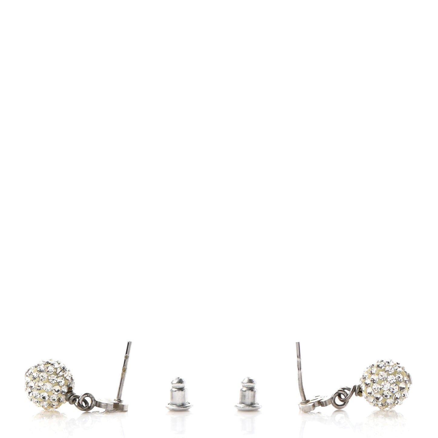 Crystal CC Drop Earrings White Silver