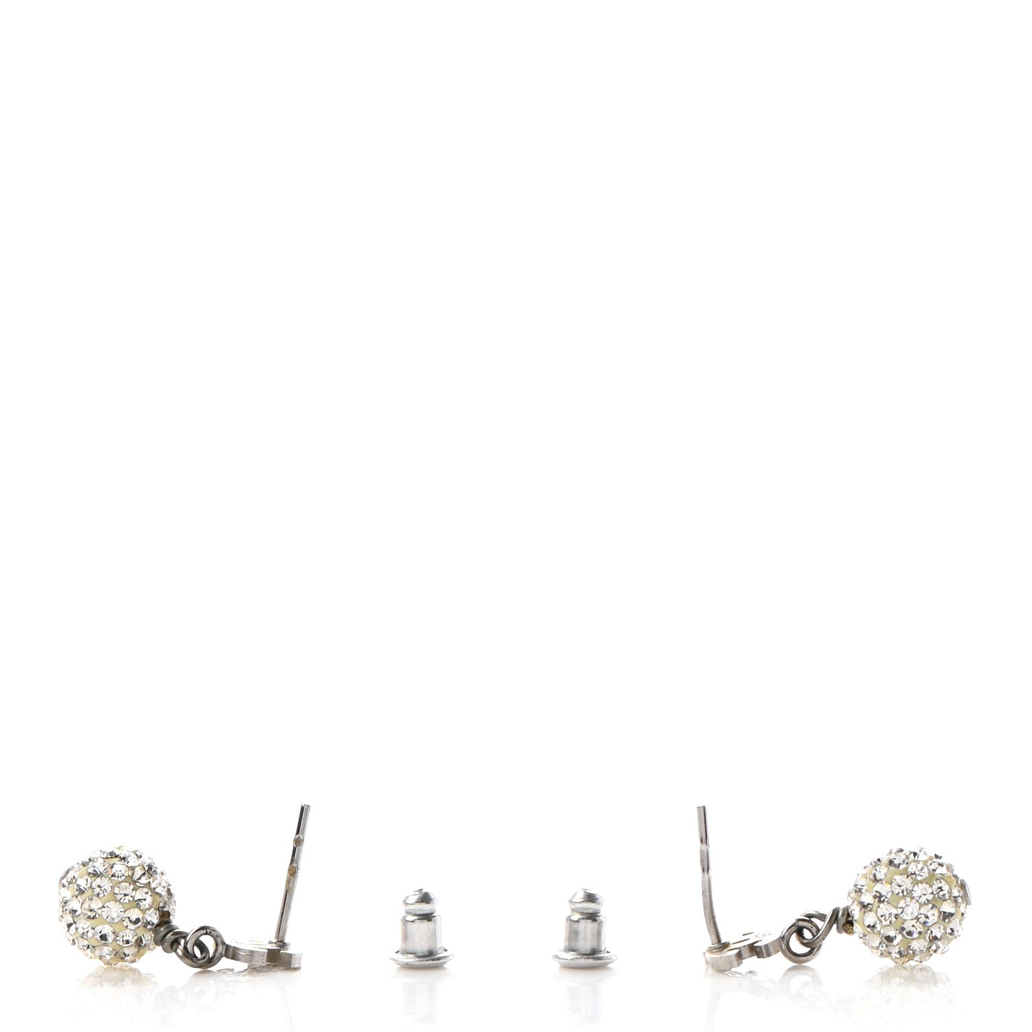 Chanel Crystal CC Drop Earrings White Silver 3 of 4
