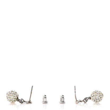 Chanel Crystal CC Drop Earrings White Silver 3 of 4