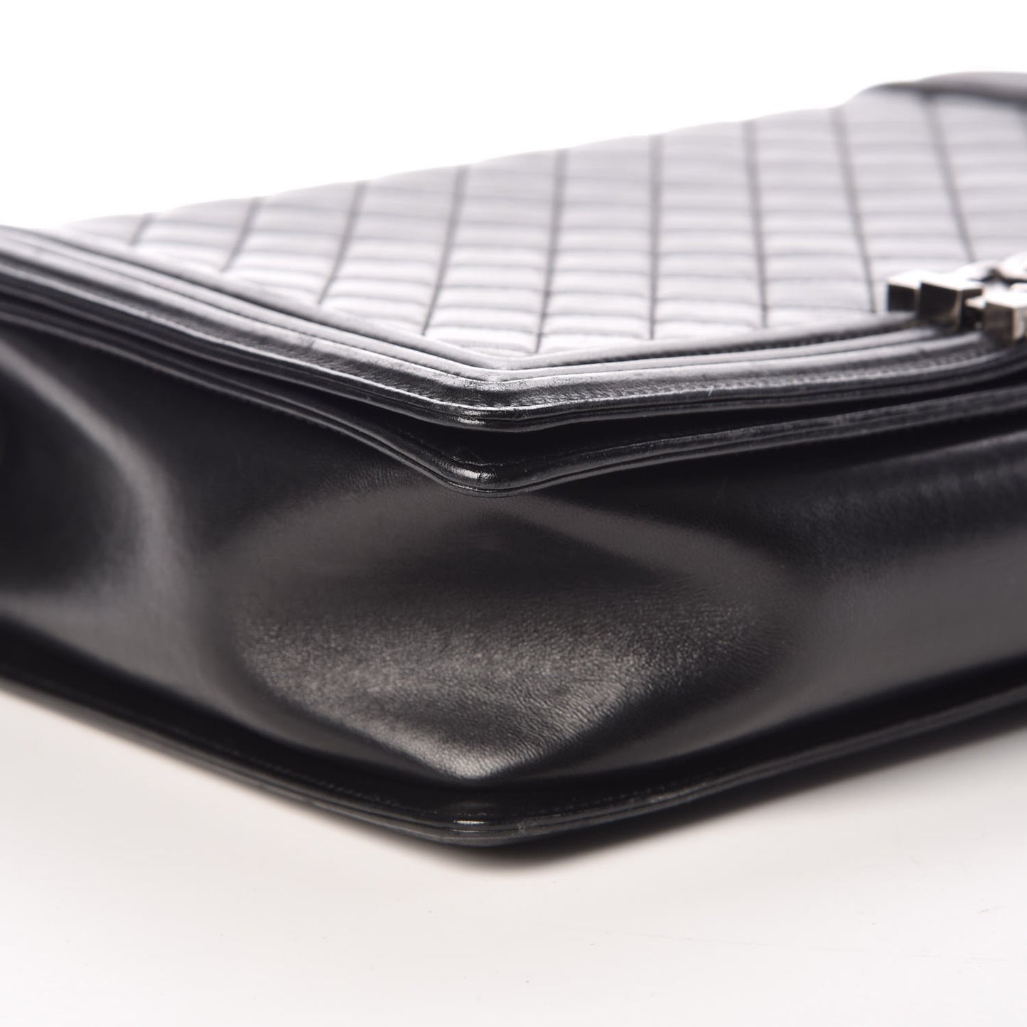 Lambskin Quilted Large Boy Flap Black