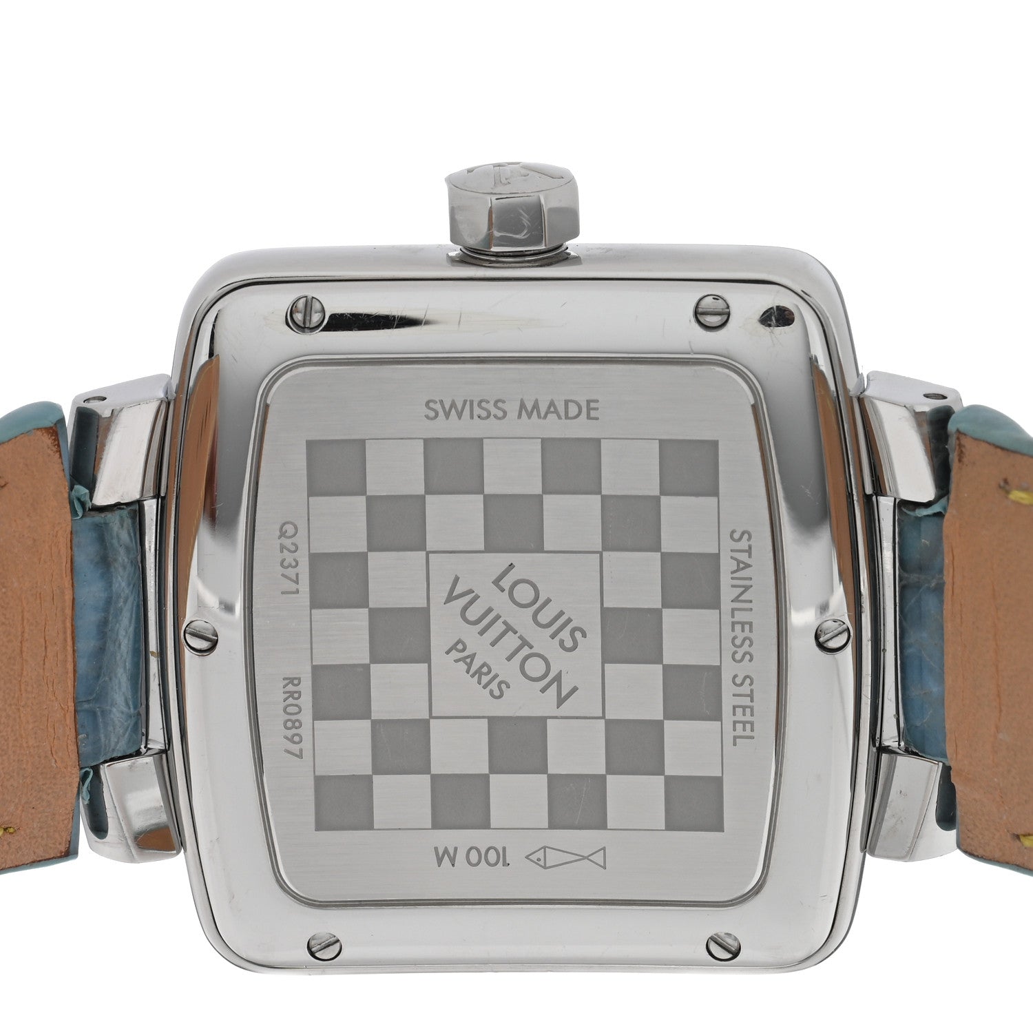 Louis Vuitton Stainless Steel Alligator 35mm Speedy Duo Jet GMT Quartz Watch Blue 4 of 4