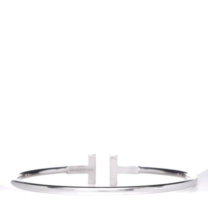 Tiffany 18K White Gold Diamond T Wire Bracelet 3 of 4
