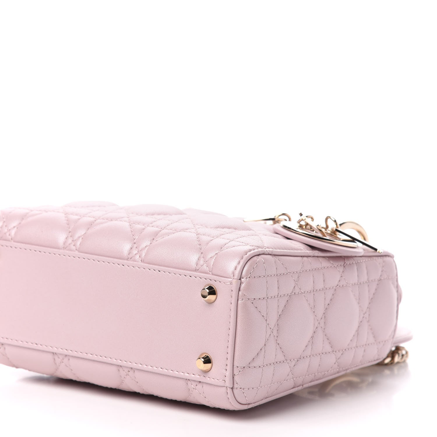 Christian Dior Metallic Lambskin Cannage Mini Lady Dior Lotus 9 of 11