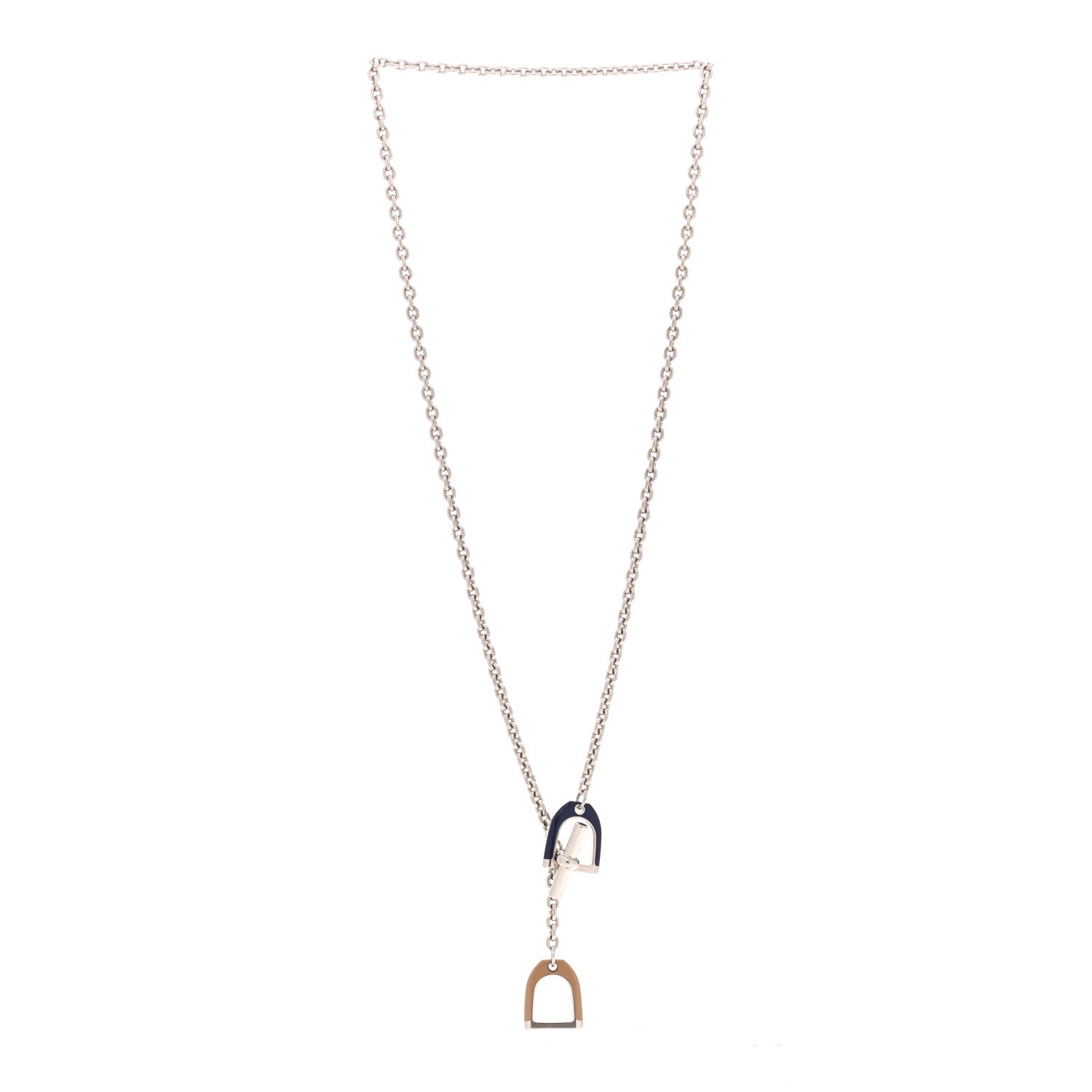 Hermes Palladium Lacquered Etrier Necklace 3 of 7