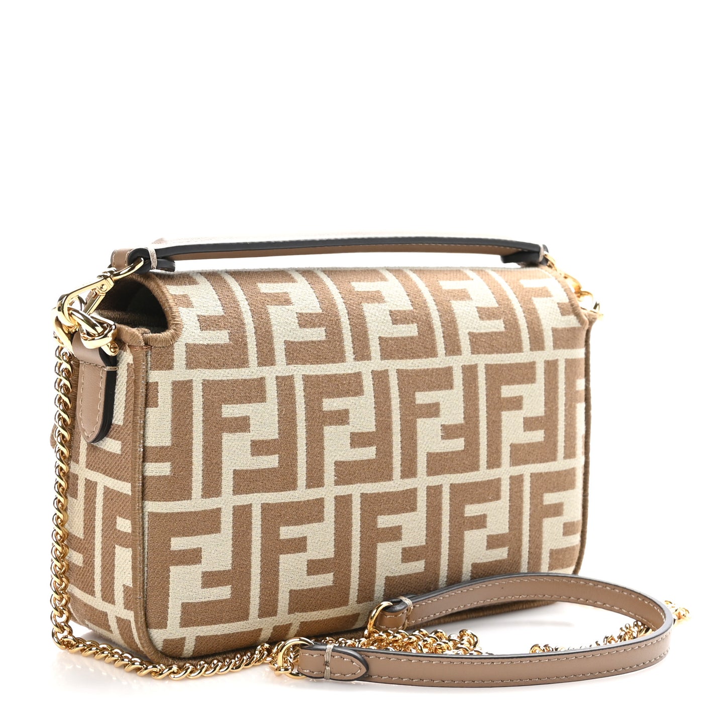 Fabric Jacquard FF 1974 Mini Baguette Beige