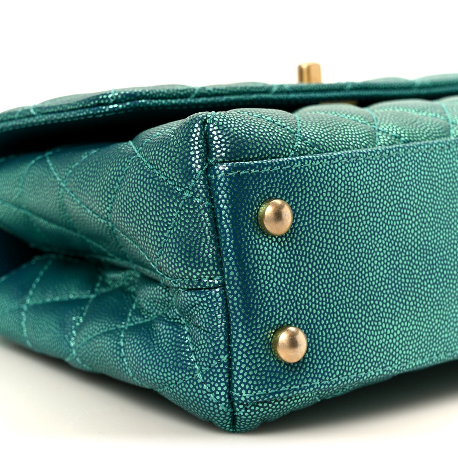 Chanel Metallic Caviar Quilted Mini Coco Handle Flap Blue 10 of 11