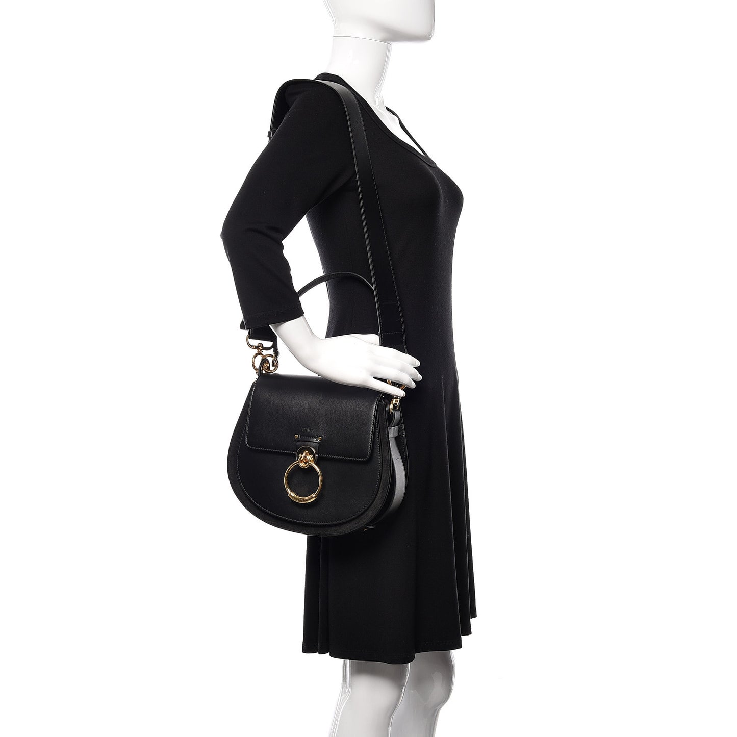 Calfskin Suede Large Tess Bag Black