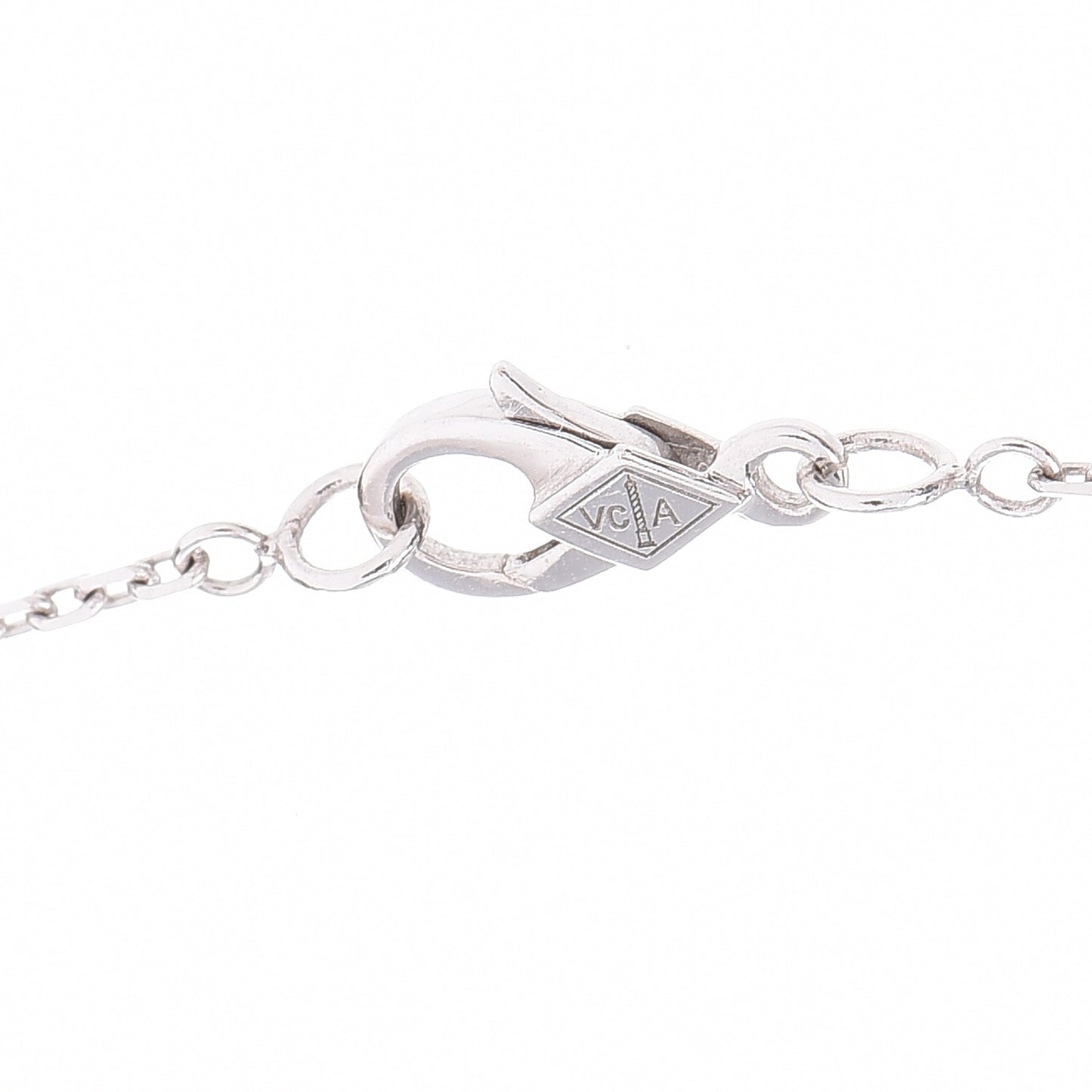 18K White Gold Chalcedony Vintage Alhambra Pendant Necklace