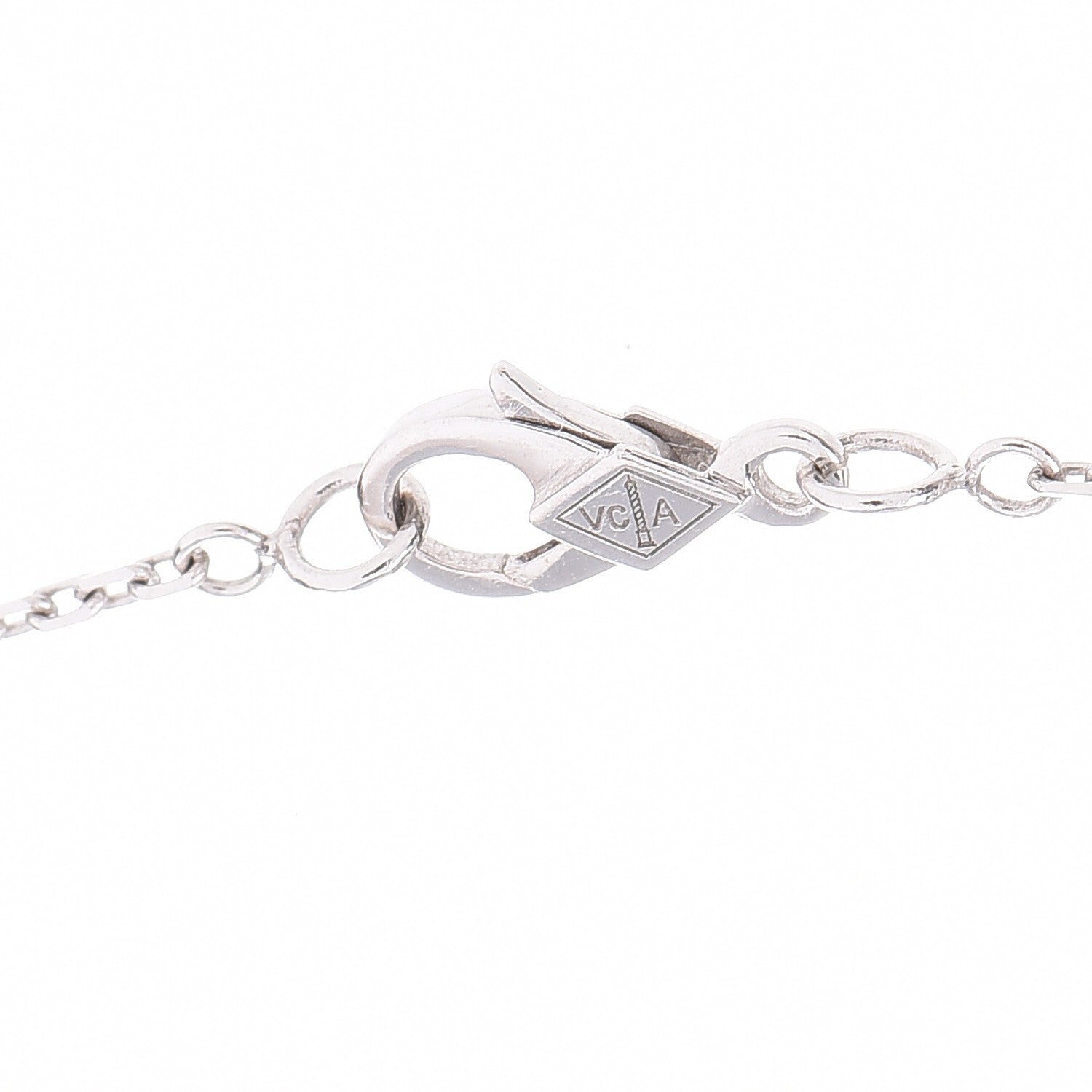 Van Cleef & Arpels 18K White Gold Chalcedony Vintage Alhambra Pendant Necklace 6 of 7