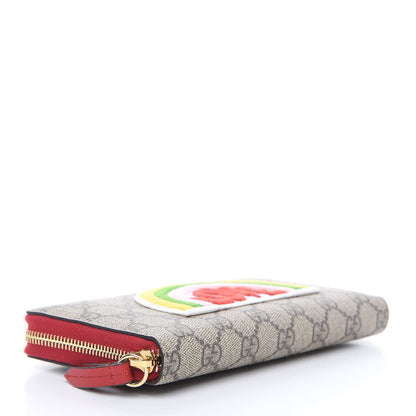Gucci GG Supreme Monogram Embroidered Rainbow Zip Around Wallet Red 4 of 9