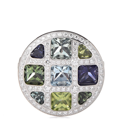 Cartier 18K White Gold Diamond Aquamarine Iolite Tourmaline Peridot Pasha de Ring 54 6.75 3 of 8