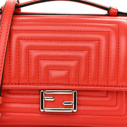 Fendi Shiny Nappa Trapuntata Micro Double Baguette Papavero 9 of 13