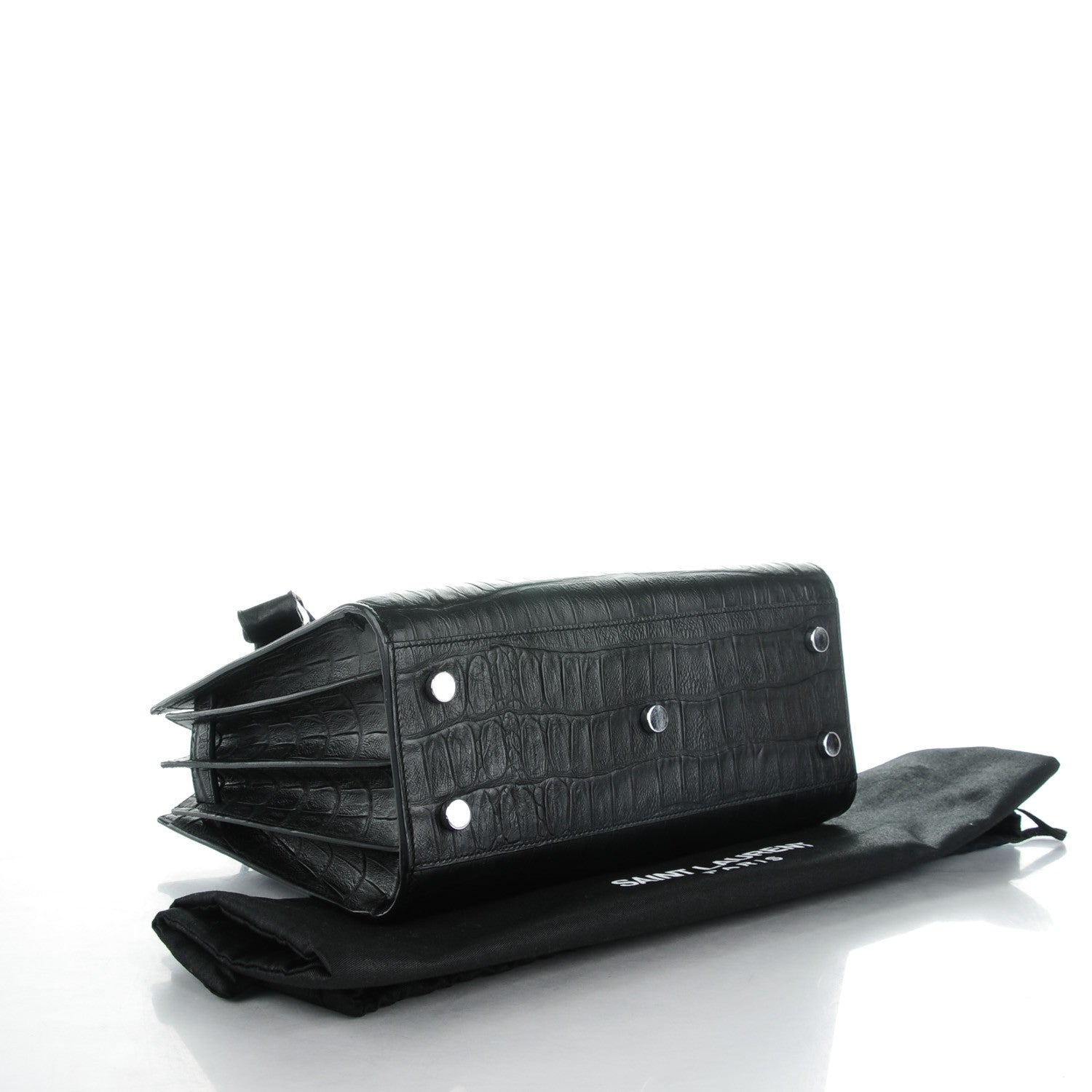 Saint Laurent Calfskin Crocodile Embossed Baby Sac De Jour Black 4 of 6