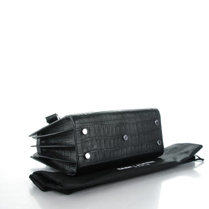 Saint Laurent Calfskin Crocodile Embossed Baby Sac De Jour Black 4 of 6