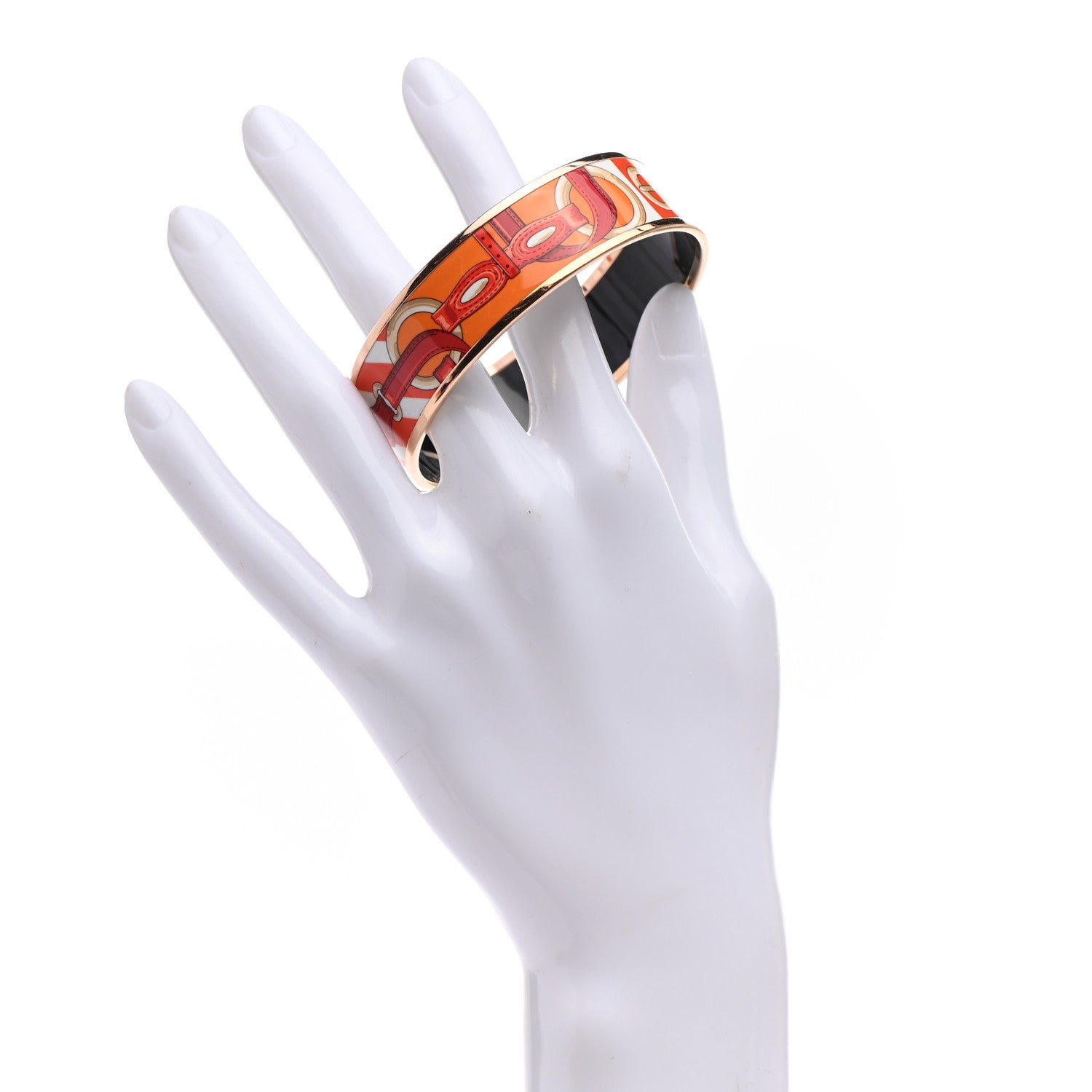 Hermes Enamel Printed Wide Coaching Bracelet 62 2 of 6