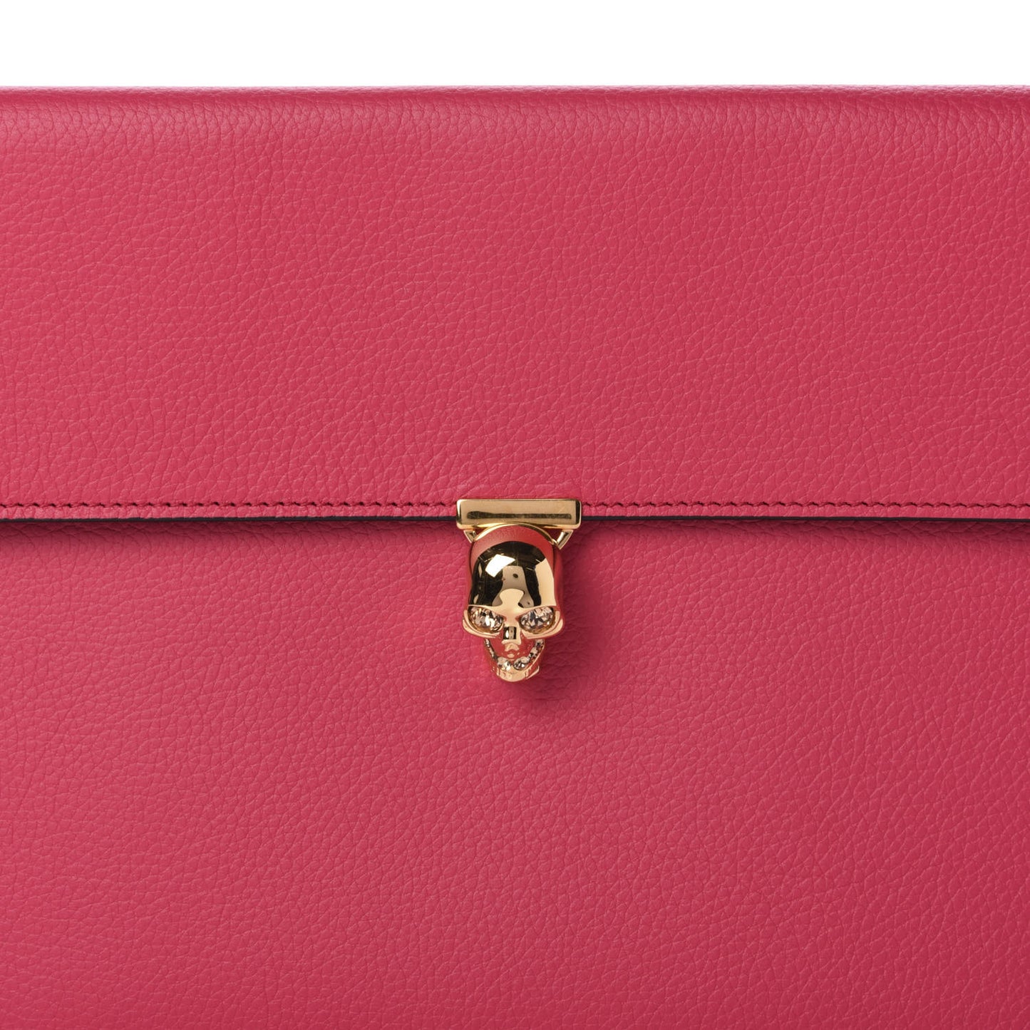 Calfskin Skull Envelope Clutch Fuchsia