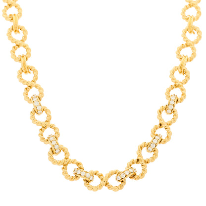 Tiffany 18K Yellow Gold Diamond Twist Link Necklace 1 of 5