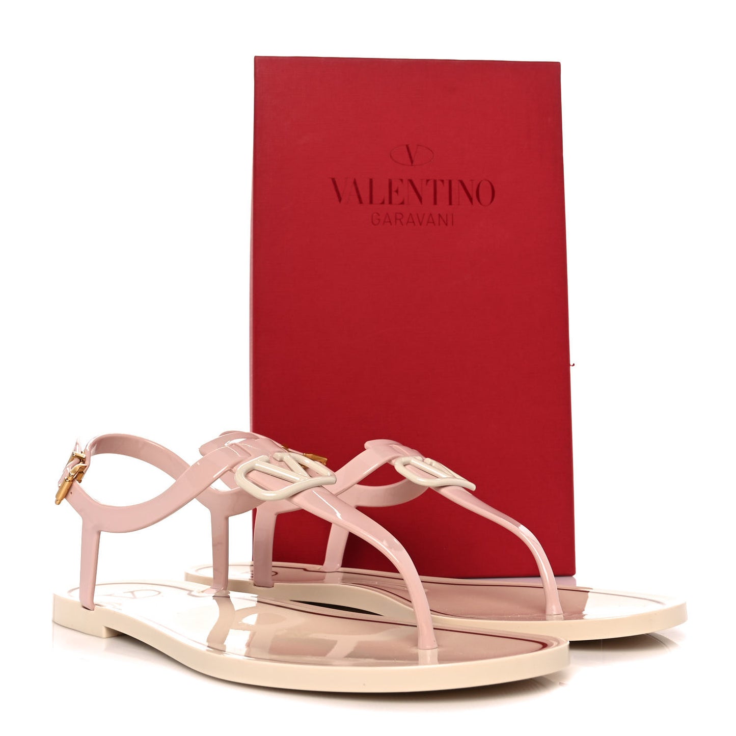 PVC Vlogo Flat Thong Sandals 41 Rose Quartz Light Ivory