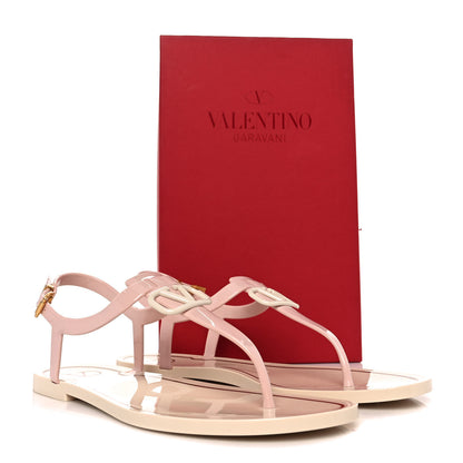 Valentino Garavani PVC Vlogo Flat Thong Sandals 41 Rose Quartz Light Ivory 8 of 8