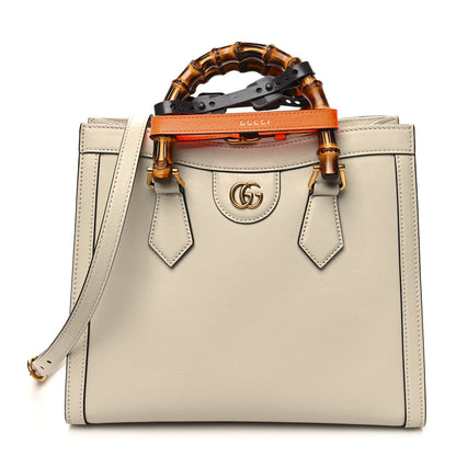 Gucci Wonka Grain Calfskin Small Diana Tote Bag Mystic White Orange Fluo 1 of 10
