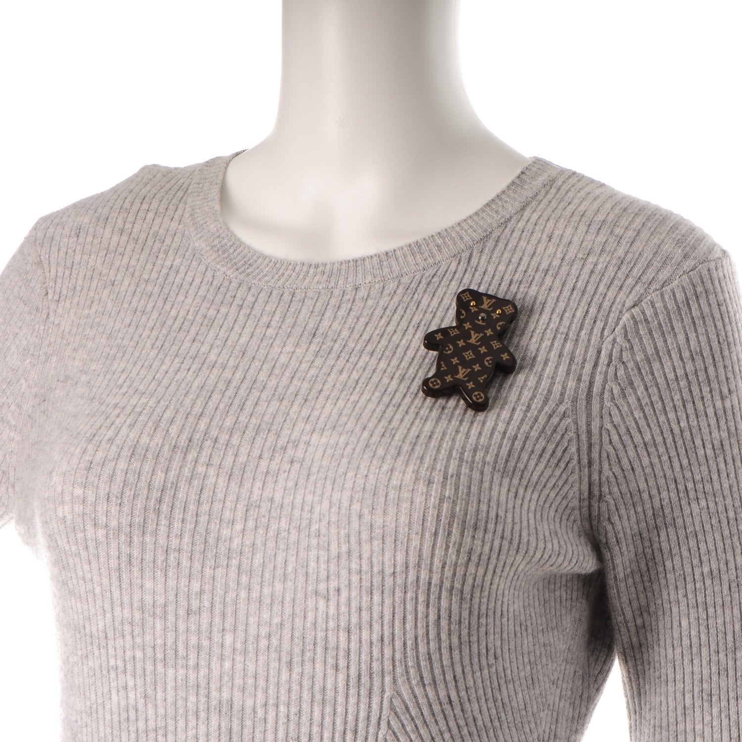 Louis Vuitton Monogram Teddy Bear Nonours Pin Brooch 2 of 4