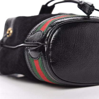Gucci Suede Patent Web Mini Ophidia Bucket Bag Black 6 of 9