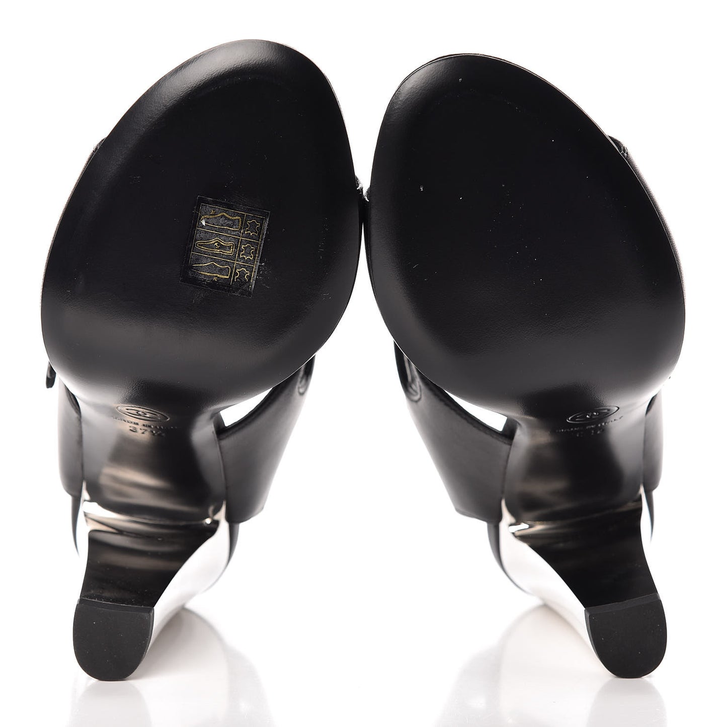 Lambskin CC Heel Sandals 37.5 Black