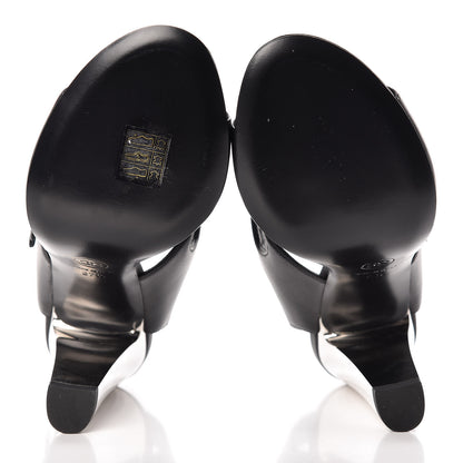 Chanel Lambskin CC Heel Sandals 37.5 Black 5 of 9
