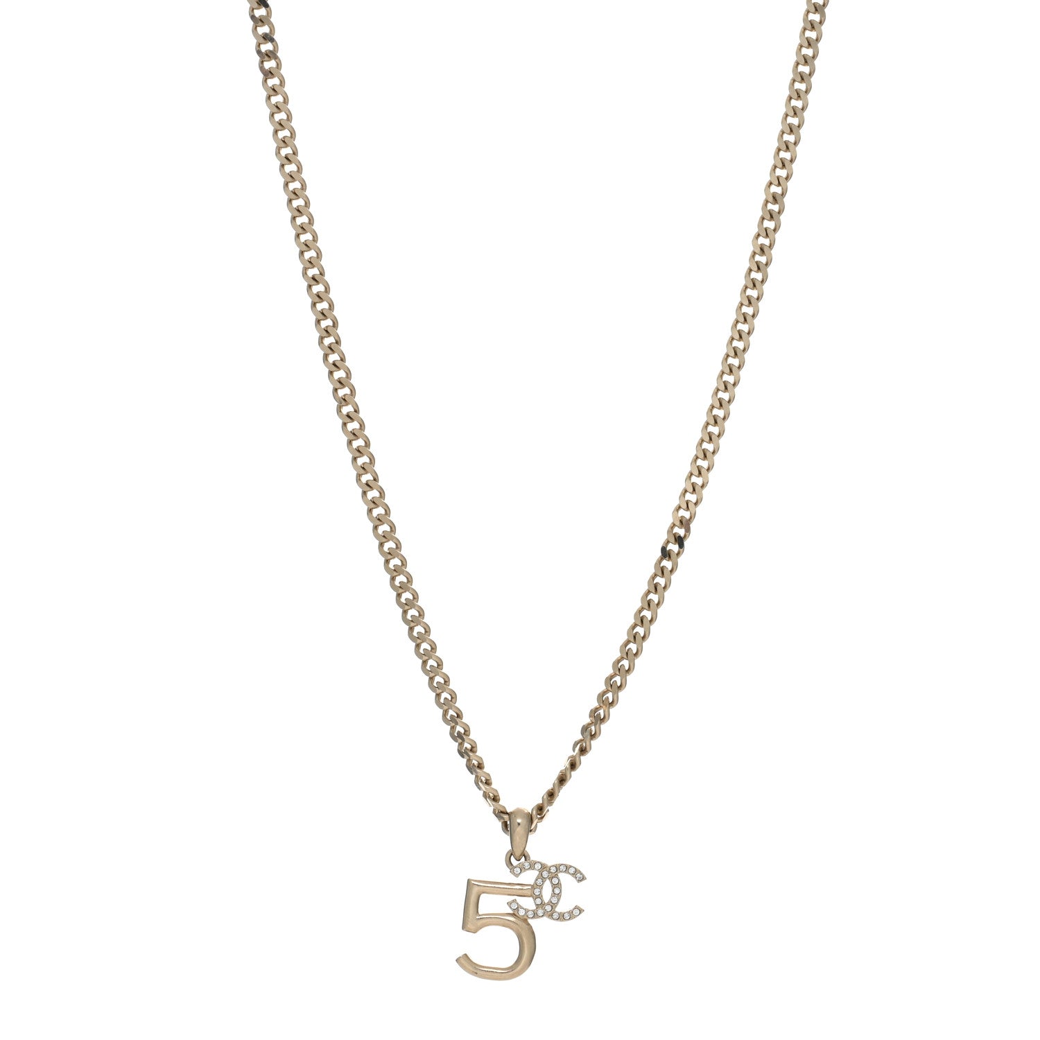 Chanel Crystal CC No.5 Necklace Gold 1 of 4