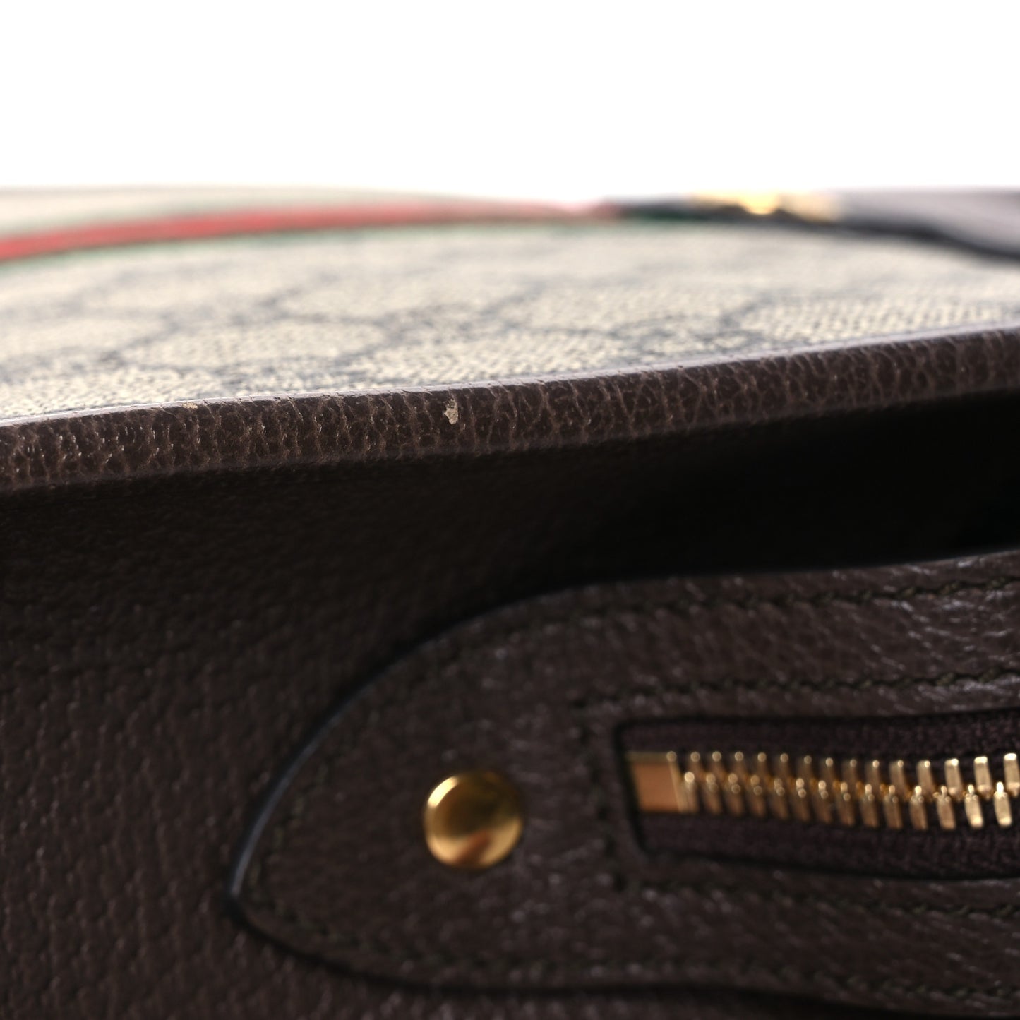 GG Supreme Monogram Textured Dollar Calfskin Web Small Ophidia Slip Handle Tote Beige Ebony New Acero