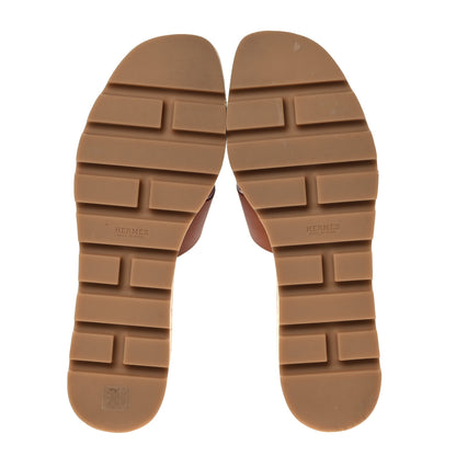 Hermes Calfskin Cork Eze 30 Sandals 41 Marron Glaise 5 of 9