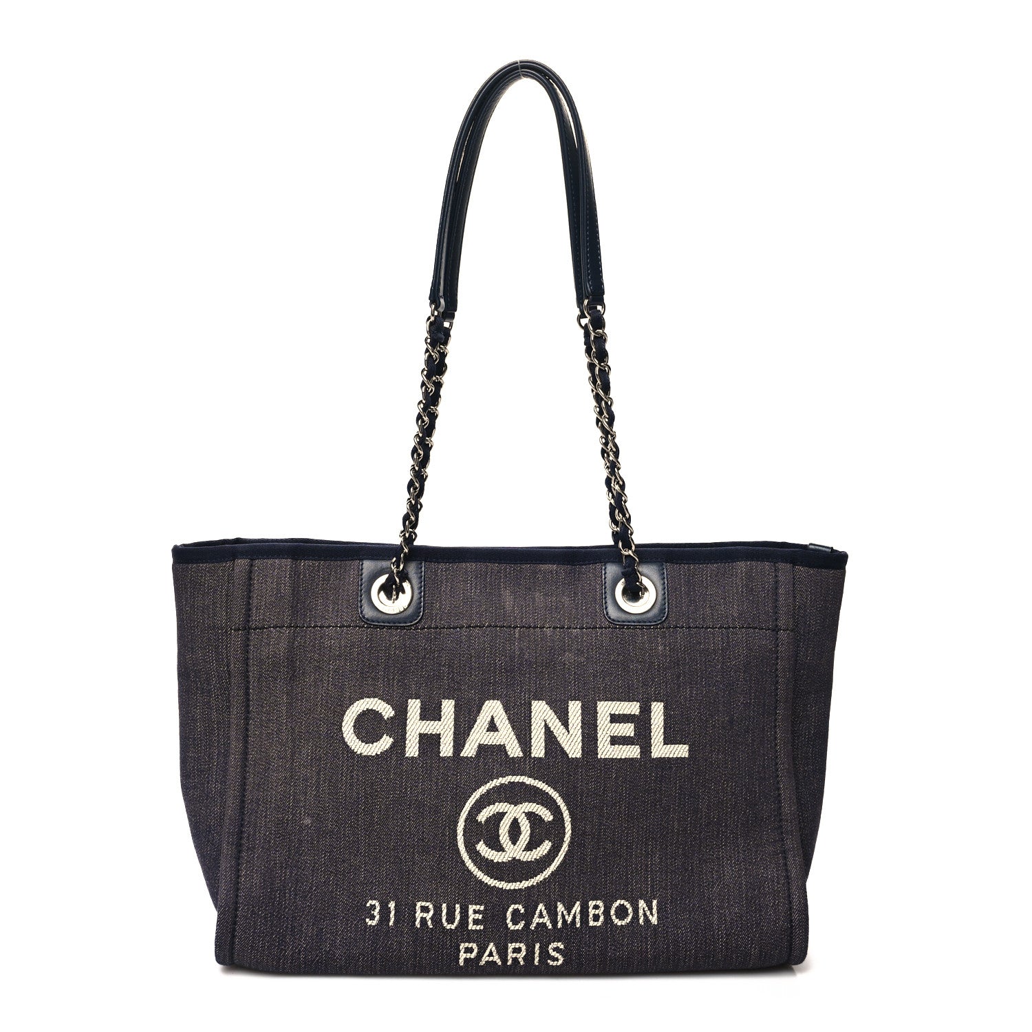 Chanel Denim Small Deauville Tote Dark Blue 1 of 12