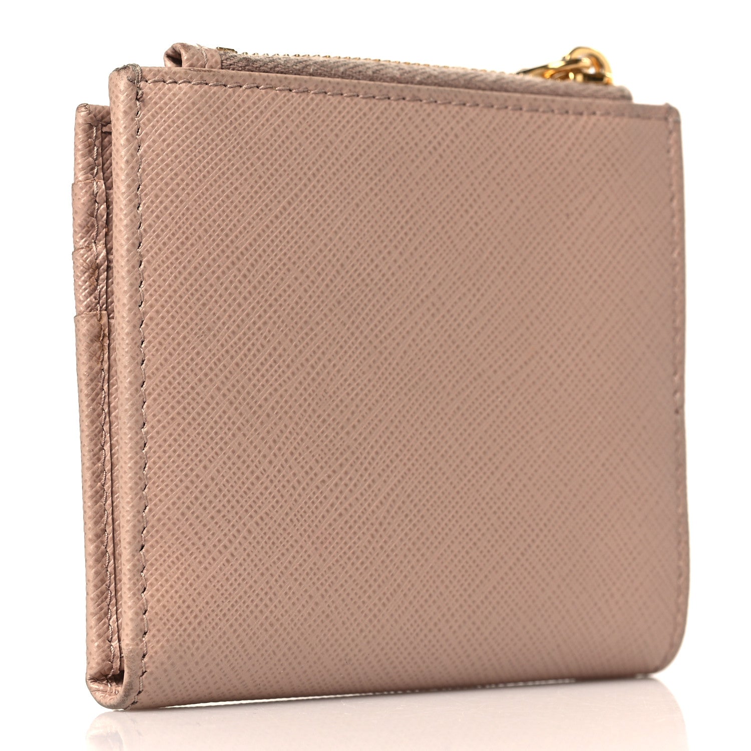 Prada Saffiano Metal Card Holder Compact Wallet Cipria 3 of 7