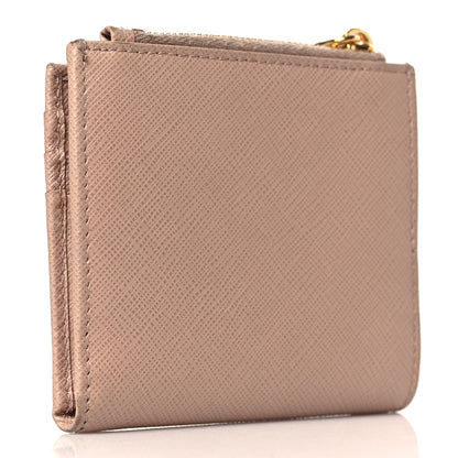 Prada Saffiano Metal Card Holder Compact Wallet Cipria 3 of 7